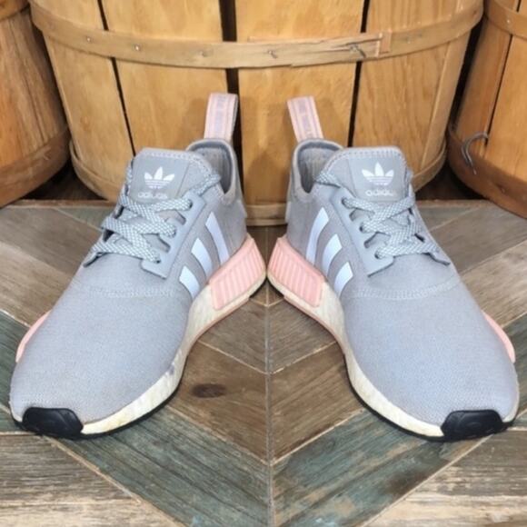 Adidas NMD R1 Light Onix Gray Pink BY3058 Running Sneakers Shoes Womens Size 8 - Picture 6 of 9